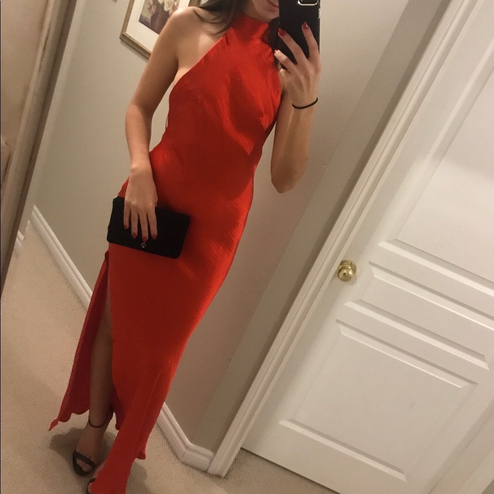 ASOS red silk dress